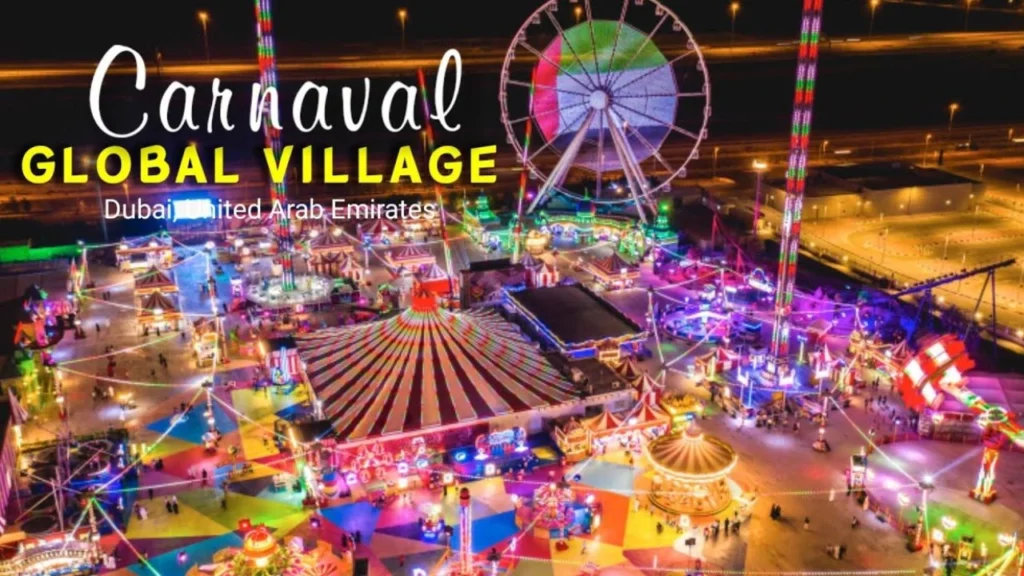 Colorful Carnaval amusement rides at Global Village Dubai