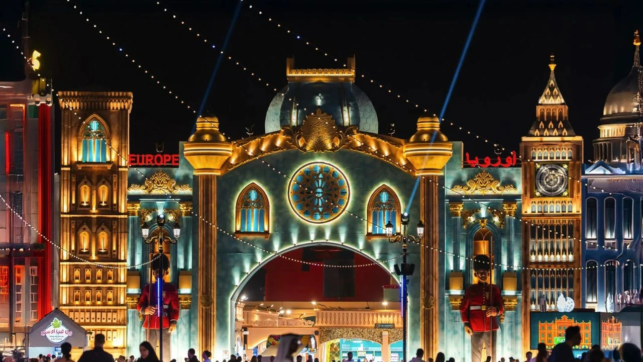 Colorful country pavilions at Global Village Dubai